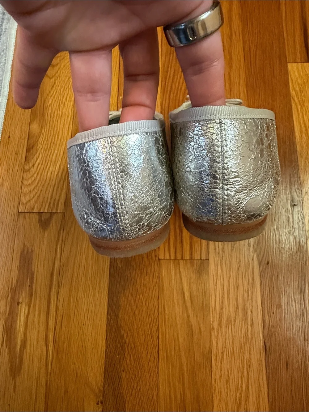Dolce Vita Metallic Silver Ballet Flats with Bow